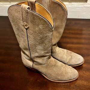 Vtg Sears Roebuck Tan suede western boots 10.5 D 1960s Rough out